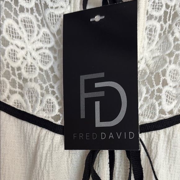 Fred David Cream Tie Front Embellished Blouse - Picture 3 of 5